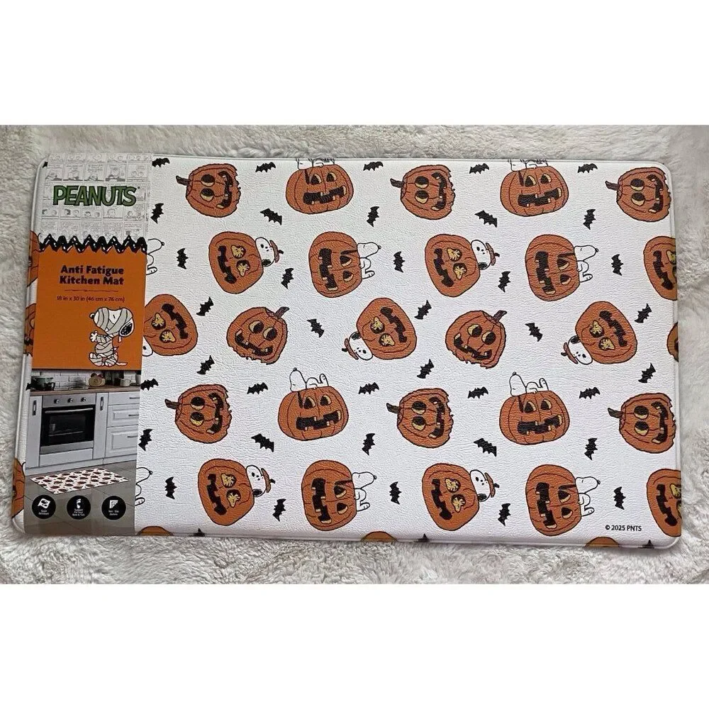 Peanuts Snoopy Woodstock Kitchen Mat Anti Fatigue 18x30”‎ Halloween Pumpkins NEW